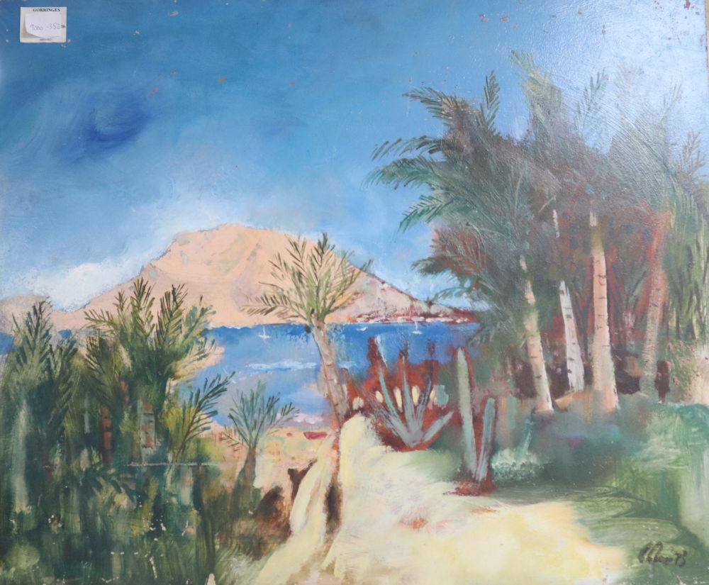 Harold Cohn (1908-1982), oil on board, Guaxmas from Playa dCortes, signed with COA verso, 50.5 x 61cm, unframed